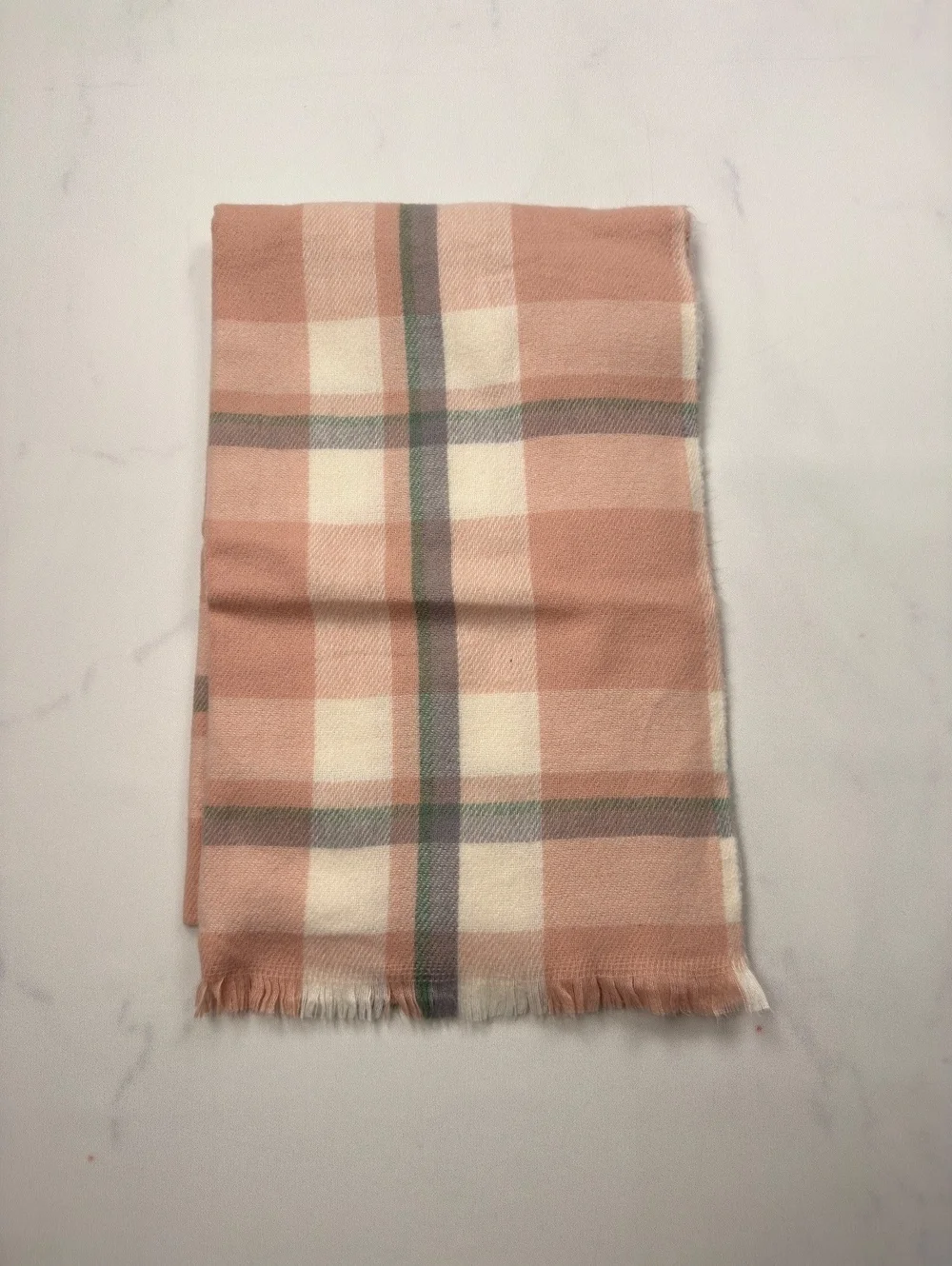 Women Plaid Pink Scarf Soft Cozy Winter Accessory